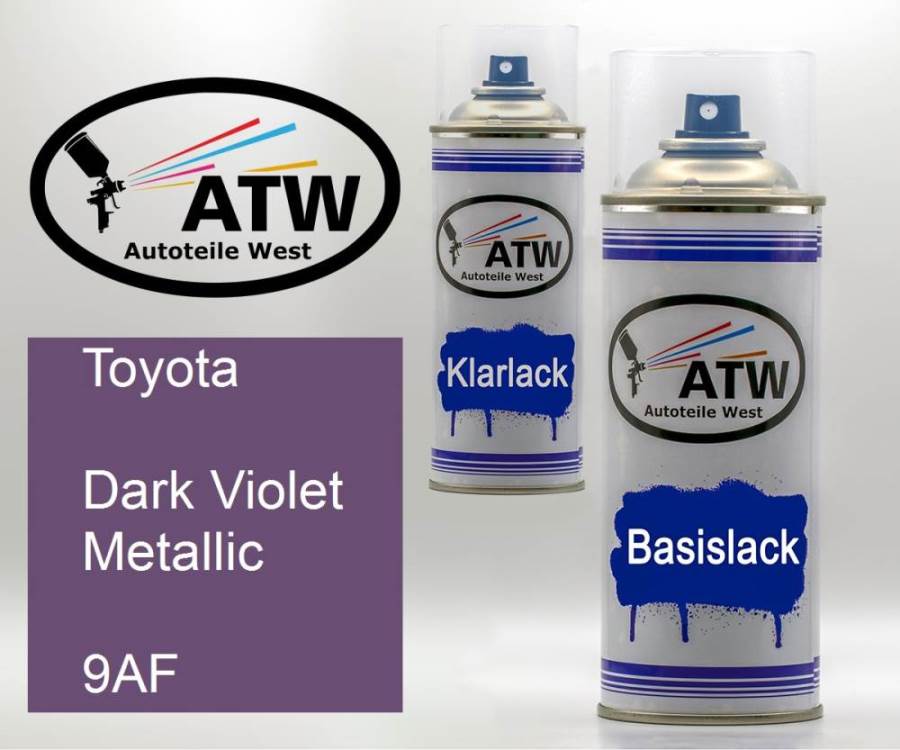 Toyota, Dark Violet Metallic, 9AF: 400ml Sprühdose + 400ml Klarlack - Set, von ATW Autoteile West.